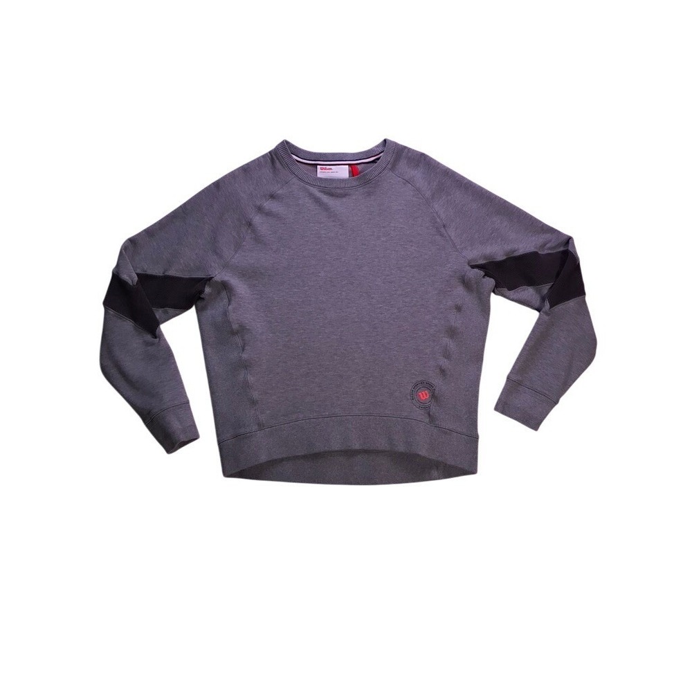 Wilson Sweatshirt Mens Medium Grey Raglan Sleeve Graphic Pullover Crewneck